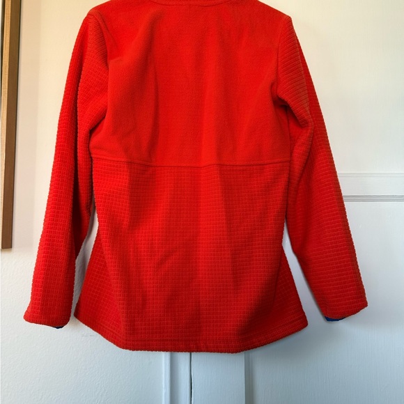 Lands’ End Women’s Fleece Jacket Small Orange & Blue Full-Zip Cozy Layer - Picture 7 of 10